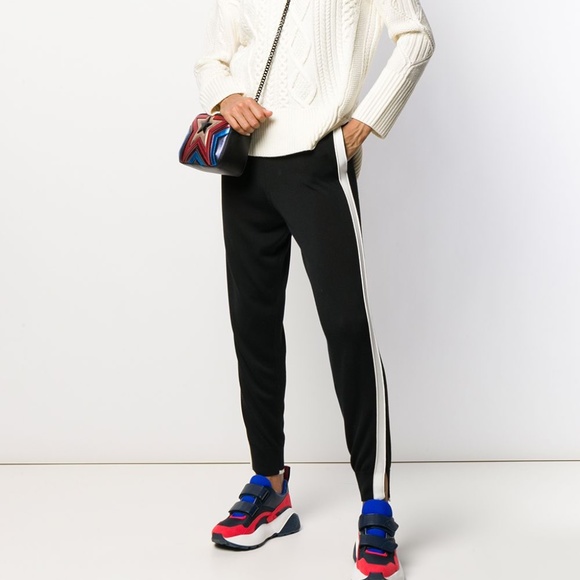 Stella McCartney black joggers w/ side stripe - Picture 1 of 9